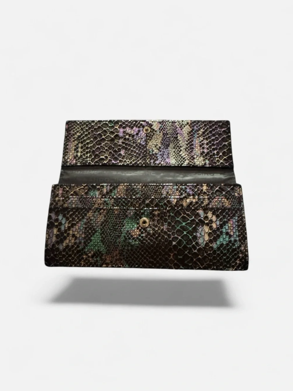 Bandolino Metallic Snake-Print Clutch Wallet - Black, Turquoise, Gold, & Silver